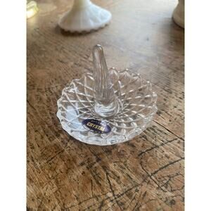 Vintage Cut Lead Crystal Ring Holder Dish, 1980’s New with tag